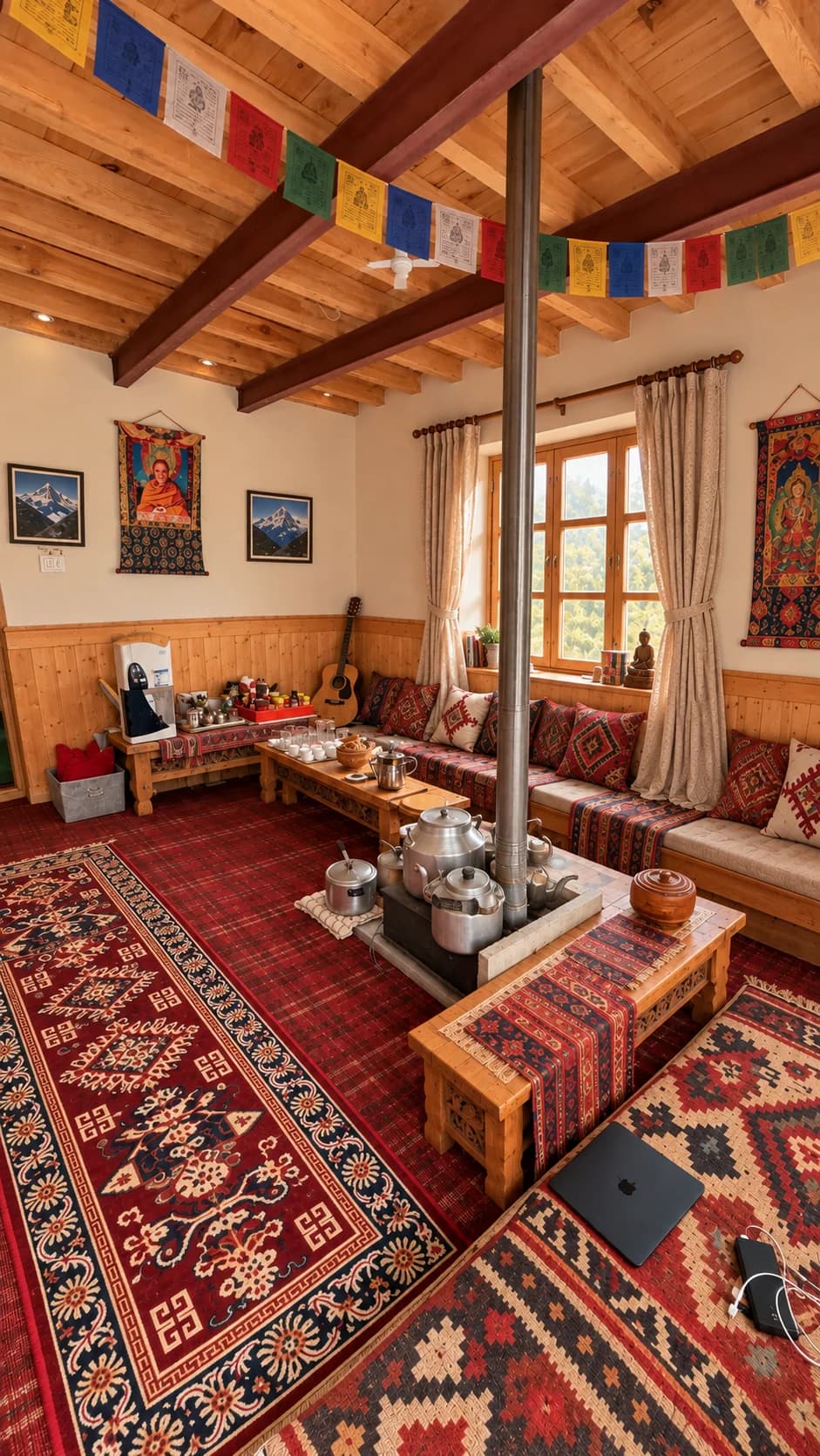 Seating and tea beside the stove